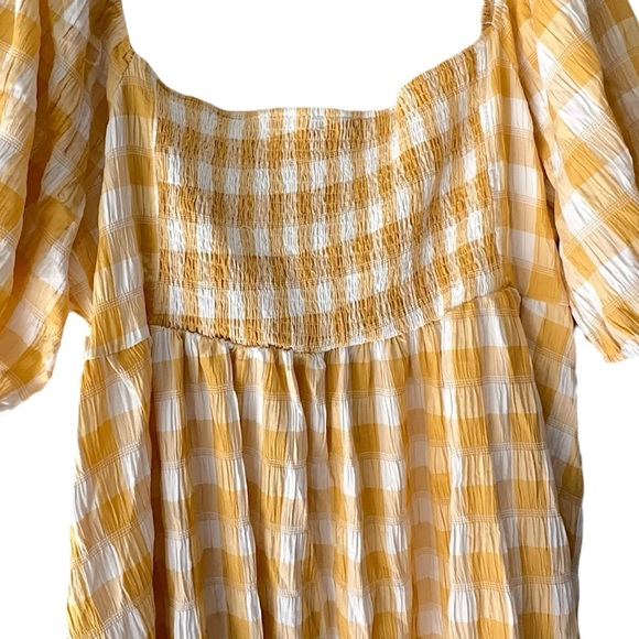 NWT | NASTY GAL PLUS SIZE SMOCKED GINGHAM MIDI DRESS LEMON YELLOW | SIZE 22 - Picture 8 of 12